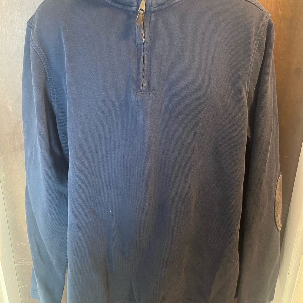 Banana Republic Mens Pullover Navy Blue Sweater Long Sleeve  1/4 Zip Sz 2XL Tall